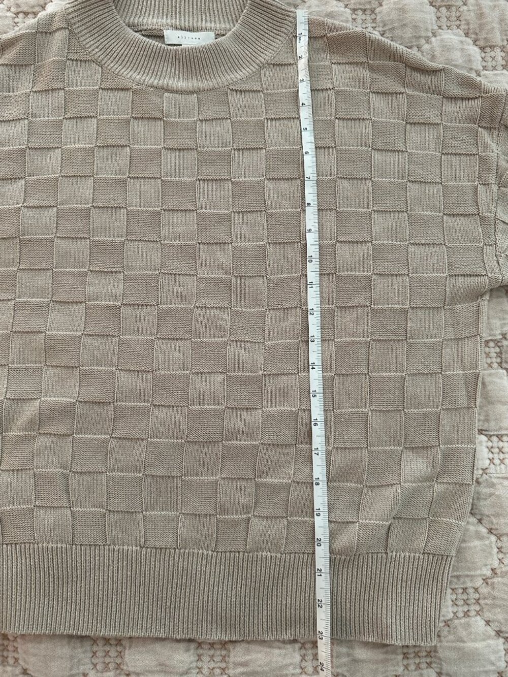 All Row Tan Checkerboard Knit Sweater - Picture 5 of 6